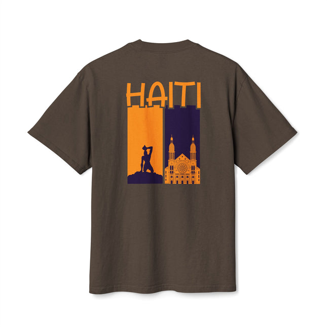 The Dual Soul of Haiti Negre Marron & Cathedral Graphic Tee Heritage Pride Collection Unisex Heavy Faded T-Shirt Haitian Street Vibes Graphic on Back