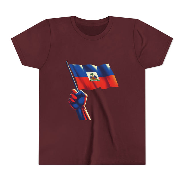 Haitian Flag Youth T-Shirt Patriotic Kids Graphic Tee Cultural Heritage Apparel Haiti Pride Celebration Shirt