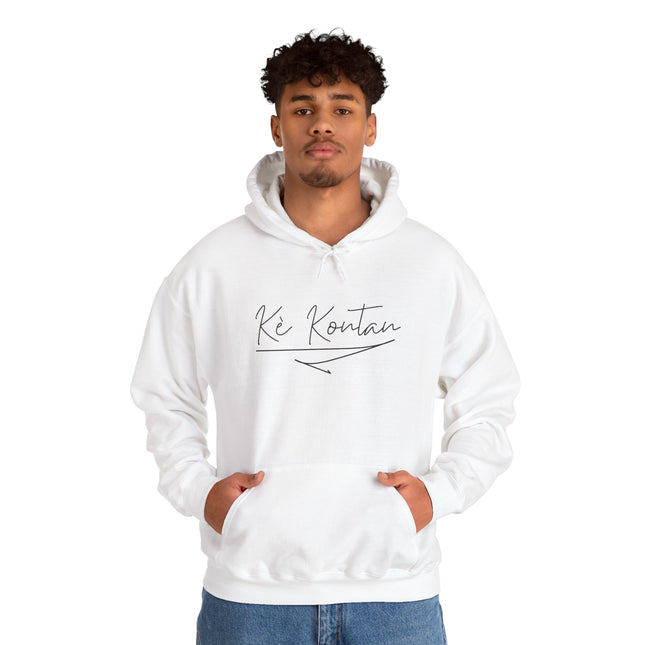 Kè Kontan Hoodie “Happy Heart” Creole Script Haitian Joy-Inspired Unisex Sweatshirt, Cozy Streetwear & Cultural Pride Gift