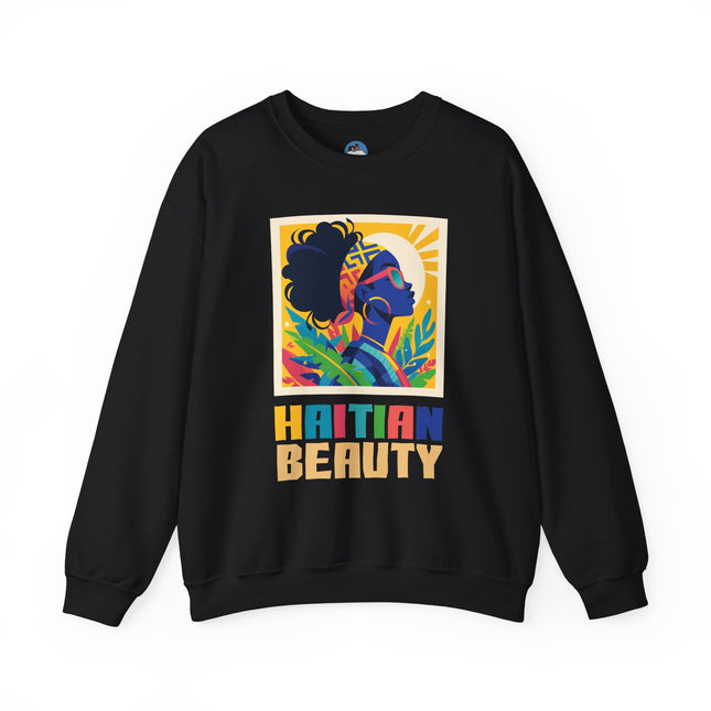 Haitian Beauty Crewneck Sweatshirt Afrocentric Unisex Sweatshirt Cultural Graphic Sweater Black Heritage Apparel