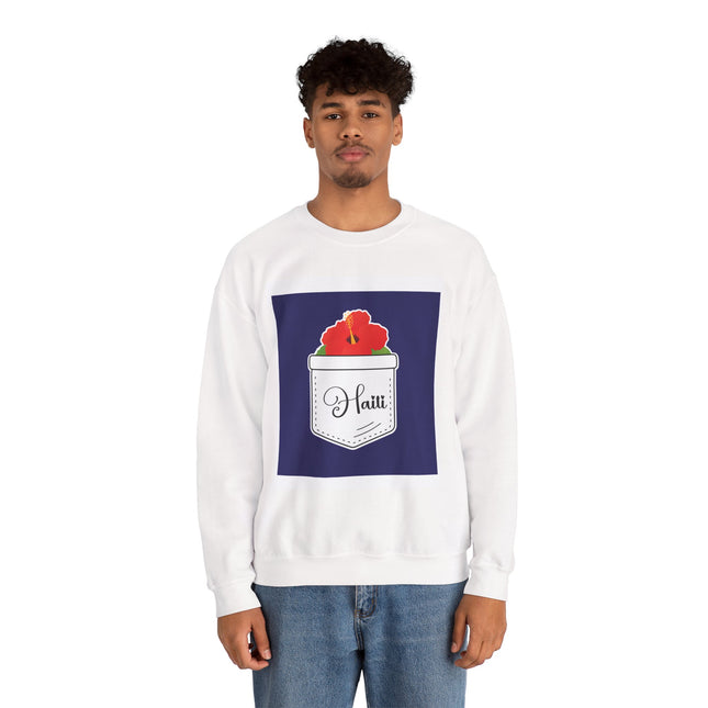 Haiti with Hibiscus Tropical Identity Sweatshirt Creole Heritage Series Unisex Premium Crewneck