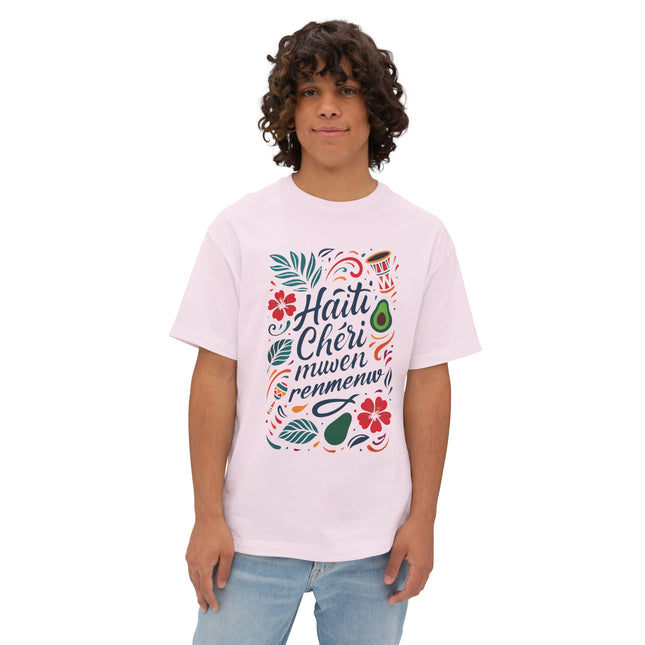 Haiti Chéri Mwen Renmenw Dear Haiti T-Shirt Haitian Heritage Series Crewneck Unisex Oversized Boxy Tee