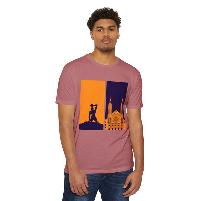 The Dual Heritage Tee Marron & Cathedral Reflection Haitian Identity Series Unisex CVC Jersey T-Shirt