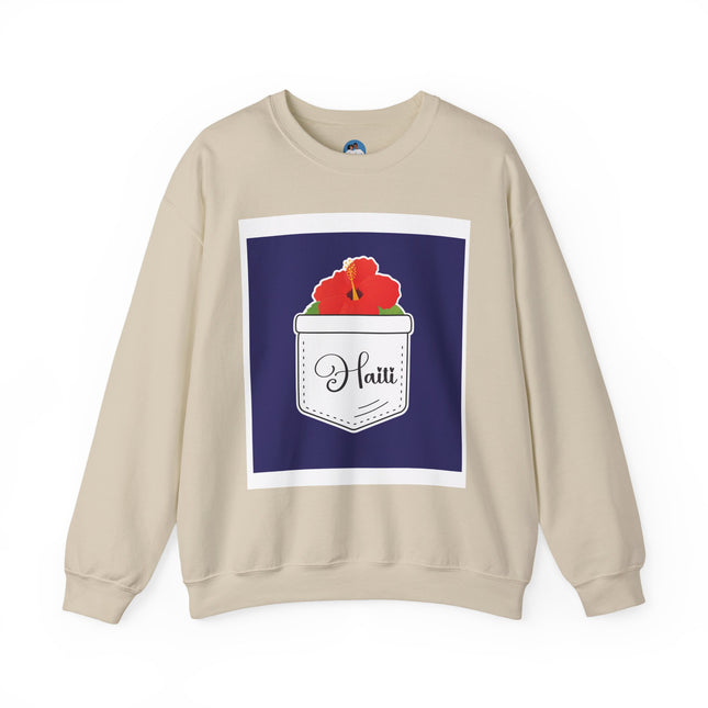 Haiti with Hibiscus Tropical Identity Sweatshirt Creole Heritage Series Unisex Premium Crewneck