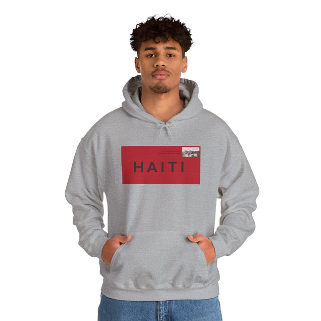 Haiti Stamp Bold Red & Black Seal of Origin Hoodie Haitian Diaspora Pride Series Unisex Hoodie,
