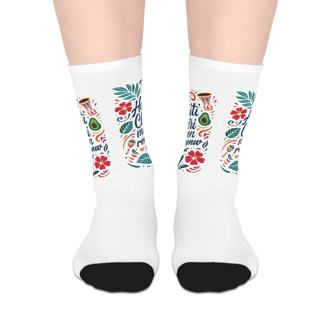 Haiti Chéri Mwen Renmenw Limited Heritage Mid Length Socks Love Letter to the Homeland