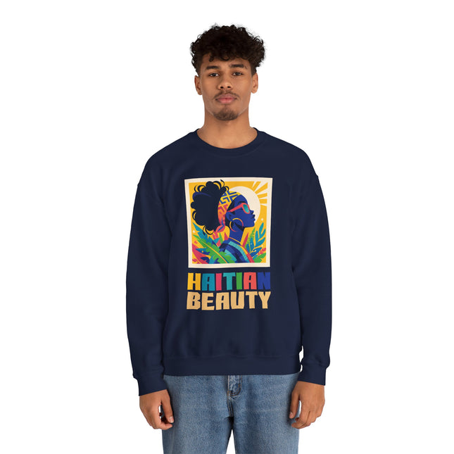 Haitian Beauty Crewneck Sweatshirt Afrocentric Unisex Sweatshirt Cultural Graphic Sweater Black Heritage Apparel