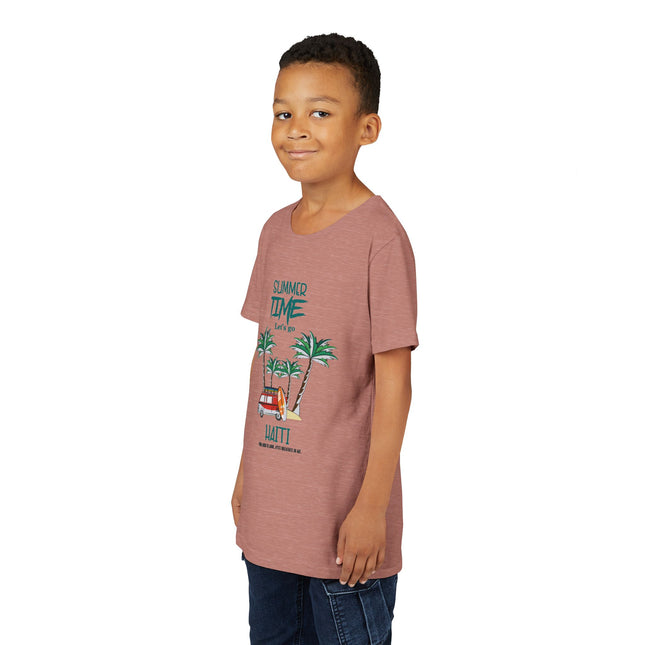 Summer Adventure Youth Tee Haiti Vacation Edition Kids Short Sleeve Shirt Caribbean Pride Apparel