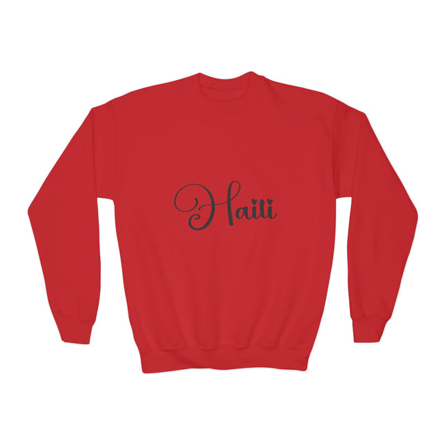 The Haitian Script Elegant Youth Sweatshirt Caribbean Heritage Series Youth Premium Crewneck