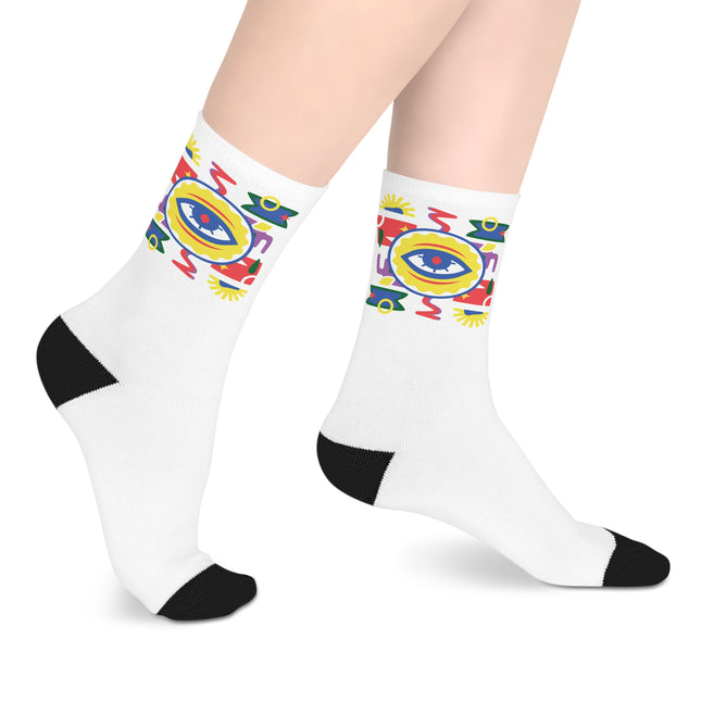 Eye of the Ancestors Limited Heritage Mid Length Socks Spiritual Afro Haitian Design