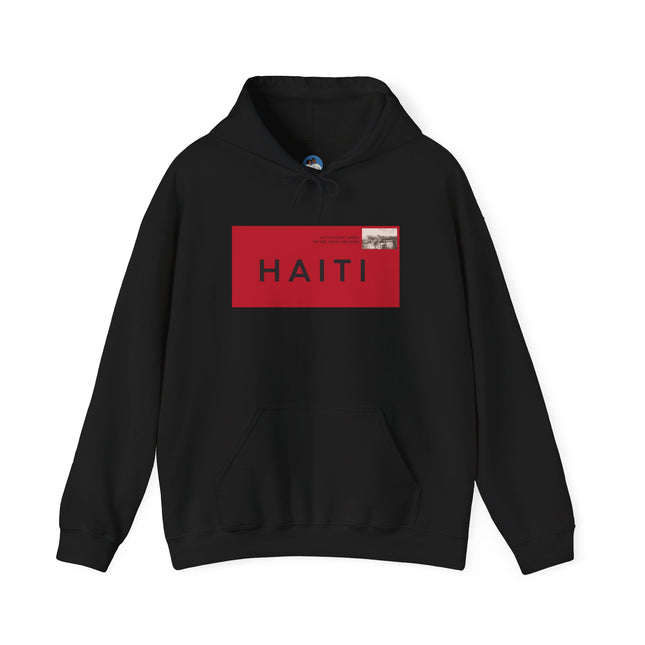 Haiti Stamp Bold Red & Black Seal of Origin Hoodie Haitian Diaspora Pride Series Unisex Hoodie,