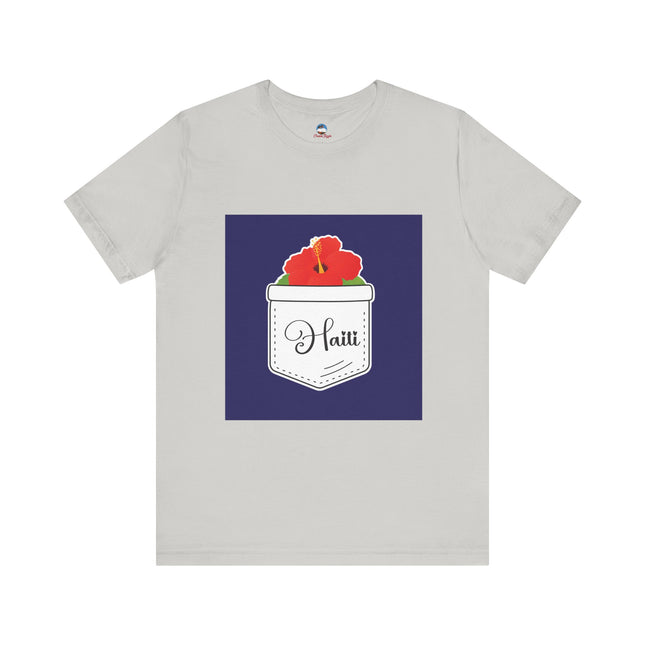 Haitian Hibiscus Pocket Tee Unisex T-Shirt Tropical Heritage Wear Island-Inspired Everyday Top