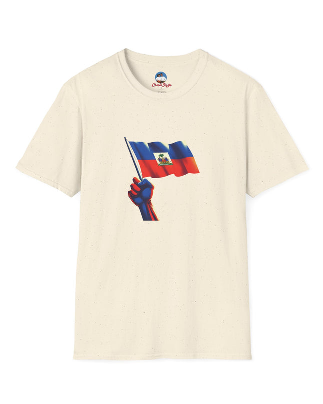 Flag Raised, Fist High — Haitian Pride Sweatshirt | Revolutionary Symbol Apparel, Heritage Crewneck, Black Empowerment Unisex T-Shirt