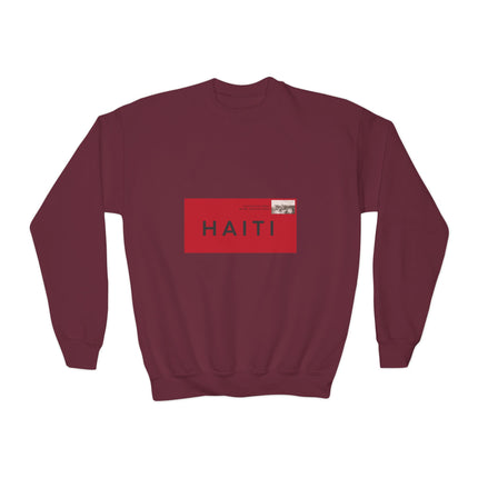 Haiti Pride Youth Crewneck Sweatshirt Cozy Kids Pullover Haitian Heritage Month Unisex Comfortable Sweatshirt