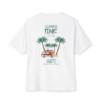 Summer Time Haiti Tropical Tap-Tap Oversized Tee Caribbean Vibes Collection Unisex Relaxed Fit Haitian Street Vibes Graphic on Back