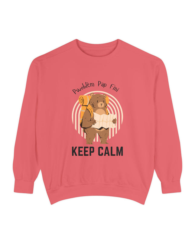 Pwoblem Pap Fini Keep Calm Sweatshirt – Haitian Creole Inspirational Sweater – Unisex Relaxed Fit Fleece - CreoleSizzle