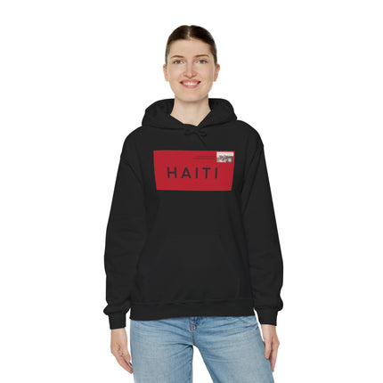 Haiti Stamp Bold Red & Black Seal of Origin Hoodie Haitian Diaspora Pride Series Unisex Hoodie,