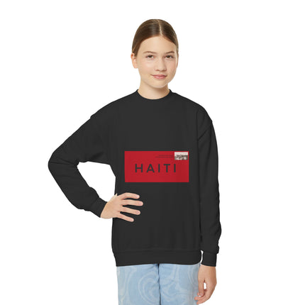 Haiti Pride Youth Crewneck Sweatshirt Cozy Kids Pullover Haitian Heritage Month Unisex Comfortable Sweatshirt
