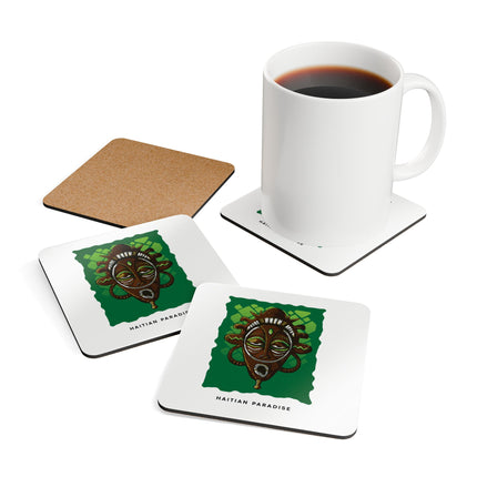 Ancestral Guardian Sacred Mask Coaster Set Afro-Taino Heritage Art Coasters