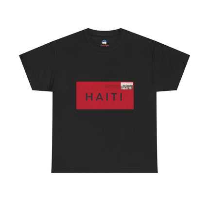 Haiti Postage Stamp Tee  Red & Black Seal of Origin Design Unisex Cultural Pride Shirt, Diaspora Connection & Streetwear Style