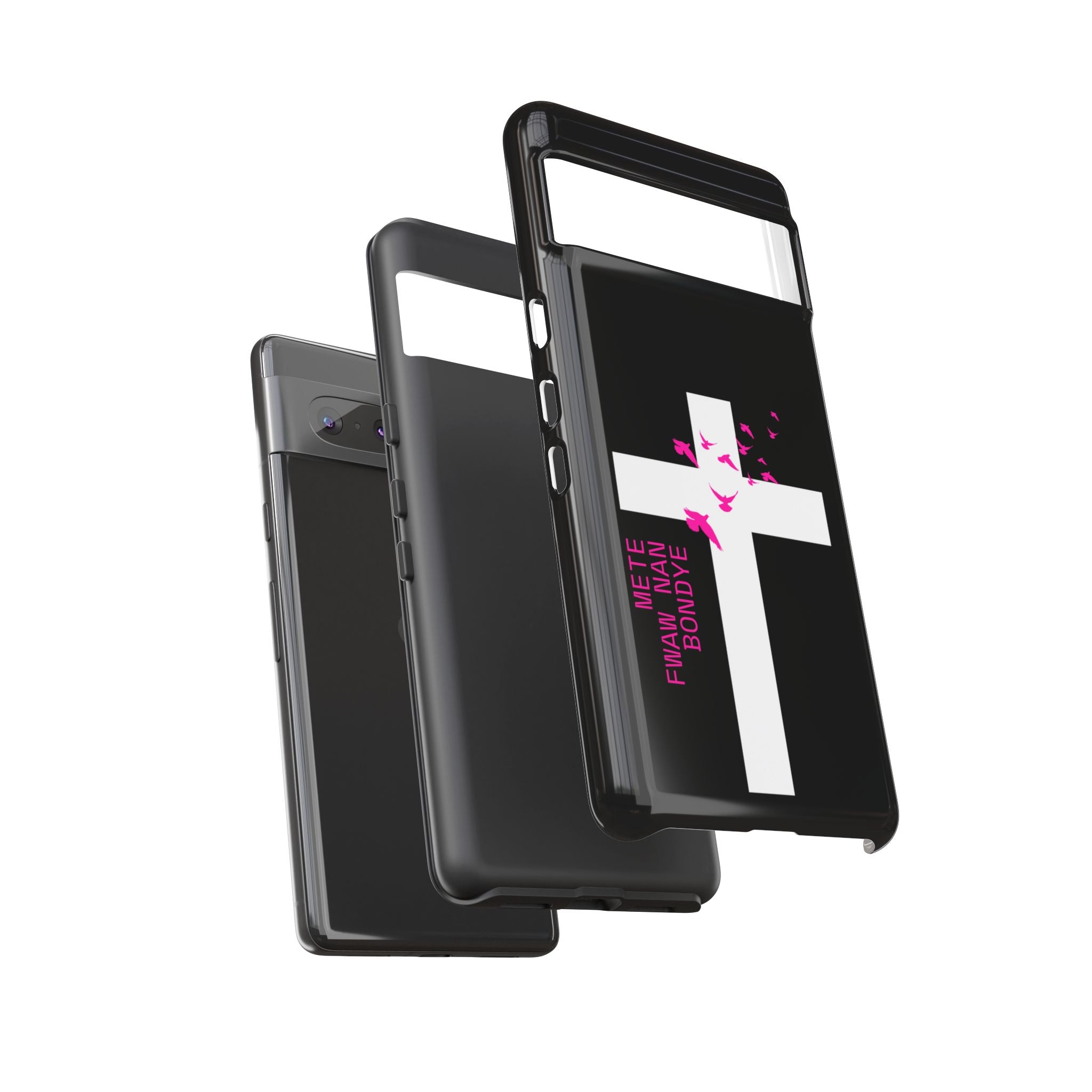 Mete Fwa W Nan Bondye Phone Case – Haitian Gospel Cross Design – Faith-Based Christian Cover