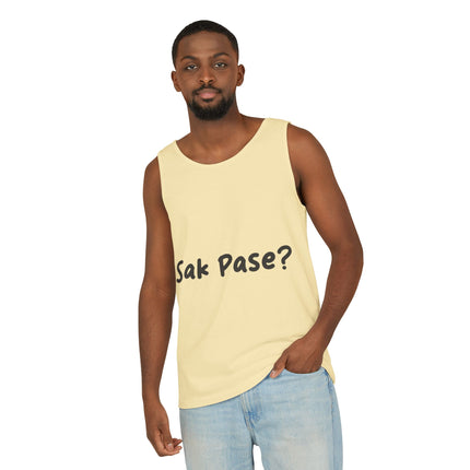 Sak Pasé? Tank Top Creole Heritage Collection Unisex Garment-Dyed Summer Essential, Gift for Friends, Outdoor Activities