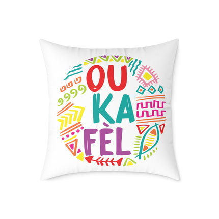 Ou Ka Fè’l Motivational Creole Pillow Haitian Affirmation Art Bright Diaspora Design - CreoleSizzle