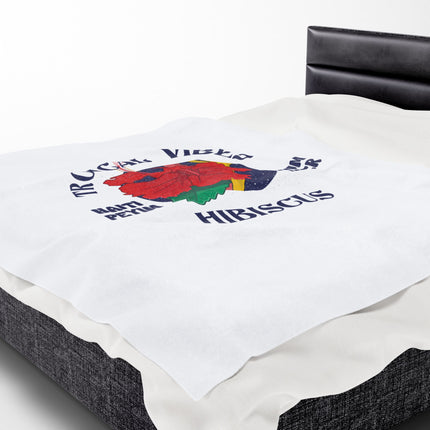 Tropical Vibes Hibiscus Premium Plush Blanket Caribbean Summer Haitian Coastal Spirit - CreoleSizzle