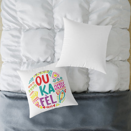 Ou Ka Fè’l Motivational Creole Pillow Haitian Affirmation Art Bright Diaspora Design - CreoleSizzle