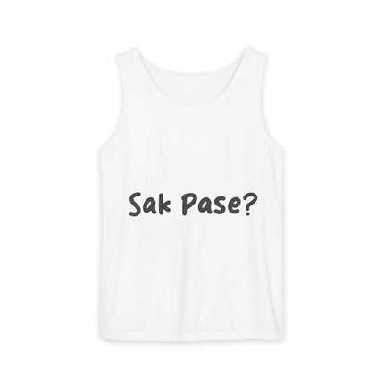 Sak Pasé? Tank Top Creole Heritage Collection Unisex Garment-Dyed Summer Essential, Gift for Friends, Outdoor Activities