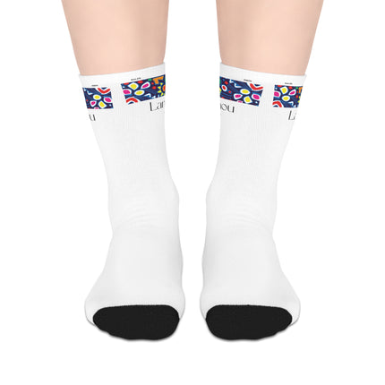 Lanmou Limited Heritage Crew Mid Length Socks Creole Love Design with Haitian Textile Motifs