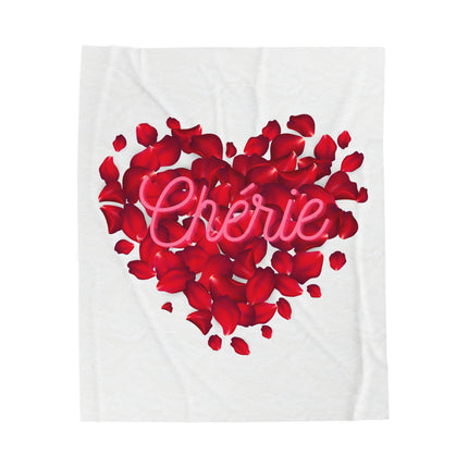 Chérie Rose Petal Velveteen Blanket Romantic Valentine's Day Gift | Haitian-Inspired Home Decor Velveteen Plush Blanket - CreoleSizzle