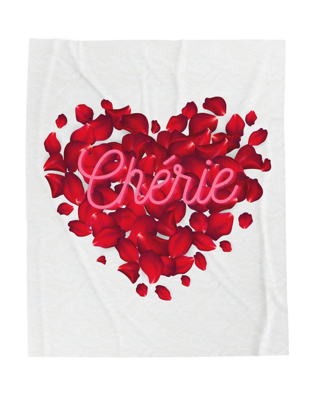 Chérie Rose Petal Velveteen Blanket Romantic Valentine's Day Gift | Haitian-Inspired Home Decor Velveteen Plush Blanket - CreoleSizzle