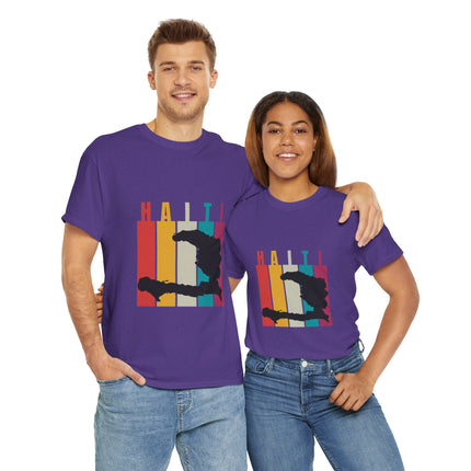 Retro Haiti Map T-Shirt Celebrate Haitian Culture Vibrant Vintage Design Unisex Heavy Cotton Tee - CreoleSizzle