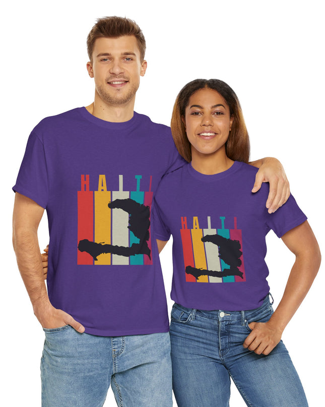 Retro Haiti Map T-Shirt Celebrate Haitian Culture Vibrant Vintage Design Unisex Heavy Cotton Tee - CreoleSizzle