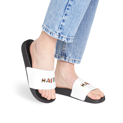 Haiti Pride Slide Sandals Minimalist Heritage Edition - CreoleSizzle