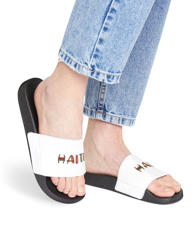 Haiti Pride Slide Sandals Minimalist Heritage Edition