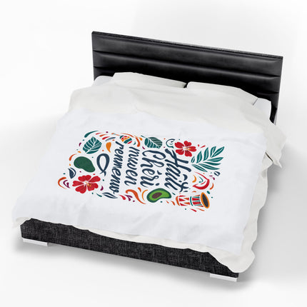 Haiti Chéri Mwen Renmenw Premium Plush Blanket Haitian Love and Cultural Pride - CreoleSizzle