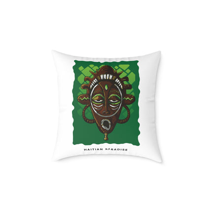 Haitian Paradise Ancestral Mask Pillow Limited Spirit Edition Afro-Caribbean Decor - CreoleSizzle