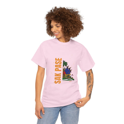Sak Pase Haiti T-Shirt – Haitian Pride Design with Flag Emblem | Bold Cultural Statement Unisex Heavy Cotton Tee - CreoleSizzle