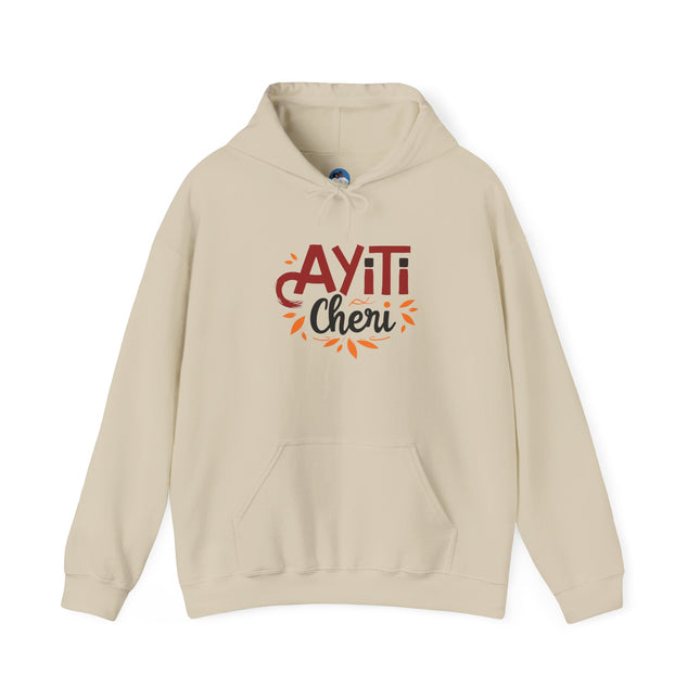 Ayiti Chéri Hoodie Haitian Pride Hooded Sweatshirt, Unisex Cozy Pullover with Cultural Typography, Heritage & Carnival-Inspired Apparel
