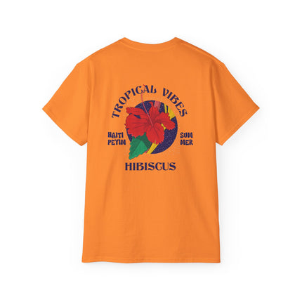 Tropical Vibes Tee Hibiscus Spirit Edition Caribbean-Inspired Graphic T-Shirt Unisex Summer Wear
