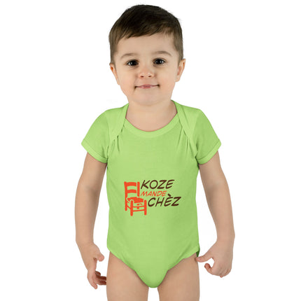 Kozi Madchèz Creole Charm Baby Bodysuit Haitian Culture Series  Infant & Toddler Wear Stylish Baby Clothes