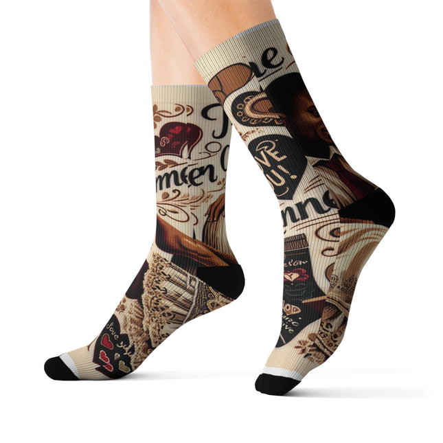 Cheri Haitian Inspired Love Socks Romantic Valentine's Day Gift Unisex Sublimation Socks - CreoleSizzle