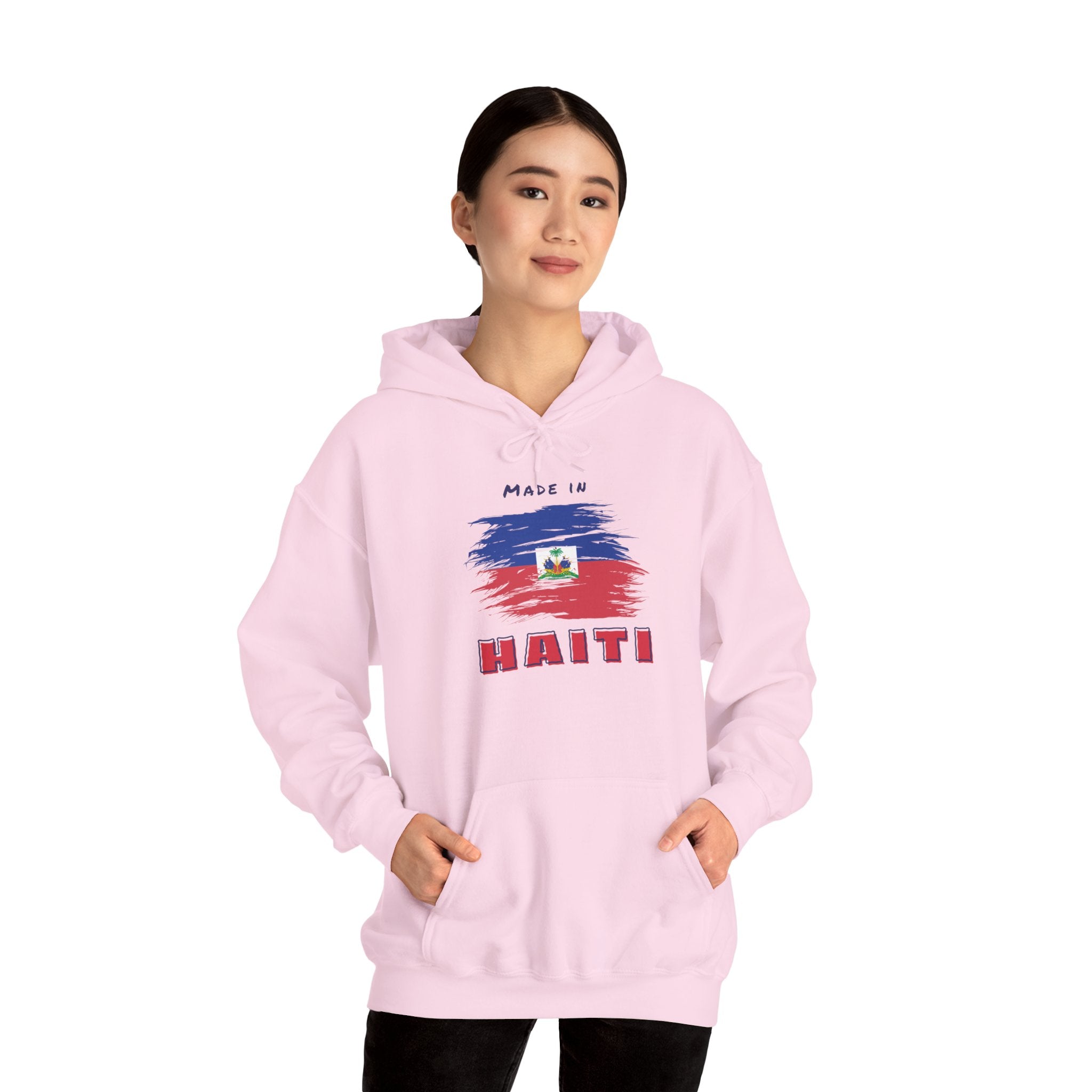 Made in Haiti Hoodie – Haitian Flag Unisex Heavy Blend Sweatshirt – Cozy Cultural Apparel