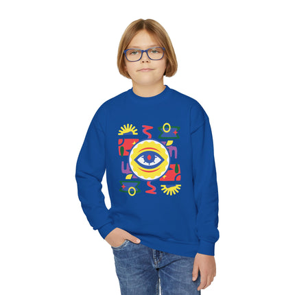 The Guardian’s Eye Afro-Haitian Creole Sweatshirt Youth Cultural Pride Series Kids’ Premium Crewneck