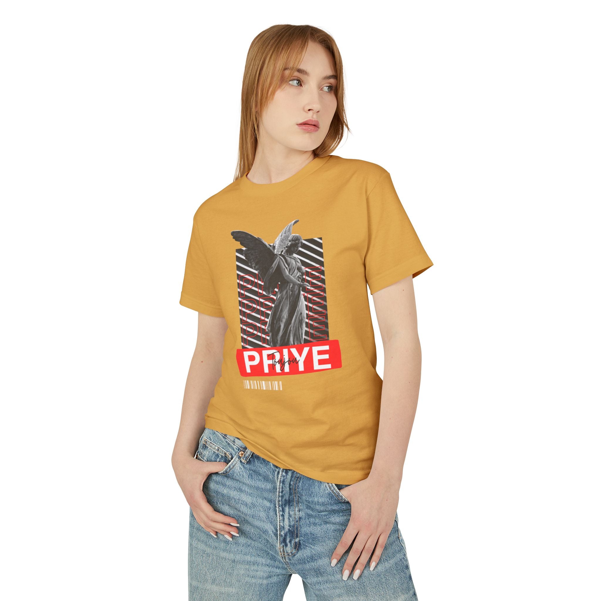 Toujou Priye T-Shirt Haitian Christian Faith Design Pray Always Sustainable & Durable Unisex Garment-Dyed Heavyweight Cotton Tee