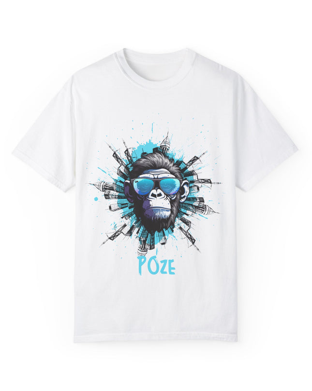 Poze Graphic T-Shirt Relaxed Fit Comfort Colors Tee Cool Haitian Monkey Design Shirt Unisex Garment-Dyed T-shirt - CreoleSizzle