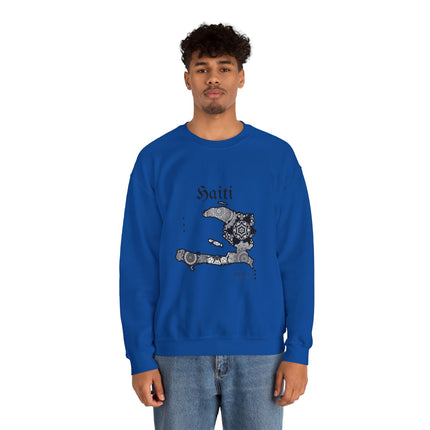 Haiti Map Sweatshirt - Mandala Island Design - Haitian Pride Apparel - Caribbean Cultural Heritage Pullover - Unisex Hoodie - CreoleSizzle