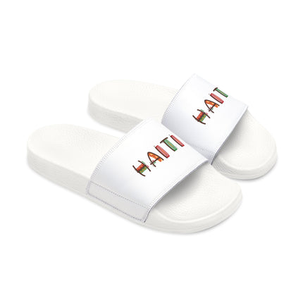 Haiti Pride Slide Sandals Minimalist Heritage Edition - CreoleSizzle